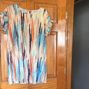 Colorful Striped Short Sleeve Dress